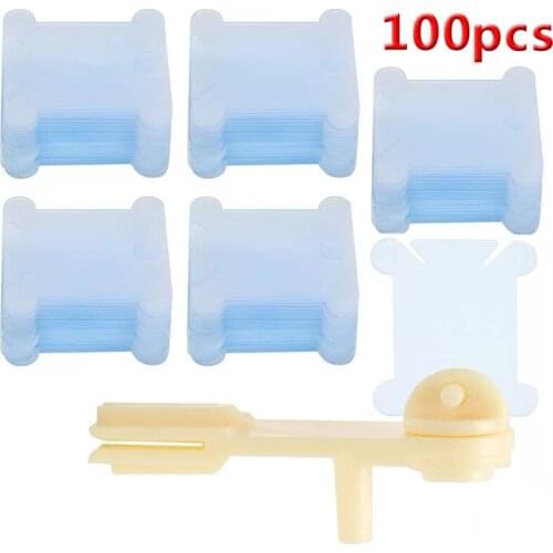LMDZ 100 Pcs Cardboard Floss Bobbins with 1 Pcs Bobbin Winder, Floss Bobbins Set for Craft DIY Embroidery Floss Cross Stitch