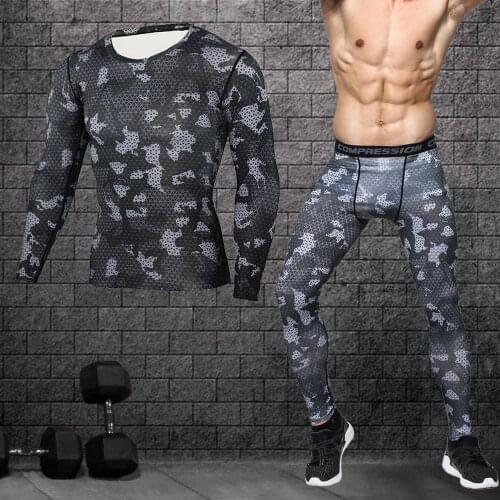 Mens Running Sportswear Compression T-Shirt Pants Set Jogging Workout Set Mens Gym Training Fitness Sportswear Tops Leggings