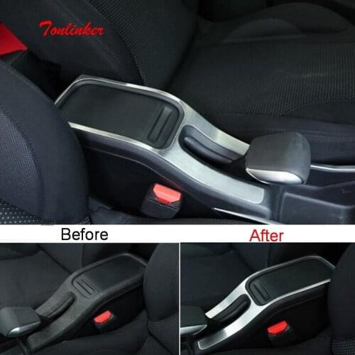 Tonlinker Interior Armrest storage Panel Cover stickers for Citroen C-Elysee/Peugeot 301 2017-19 Car styling 1 PCS Metal Sticker