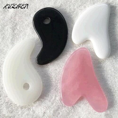 Natural Jade Guasha Scraping Massage Scraper Face Massager Board Quartz Facial Eye Care