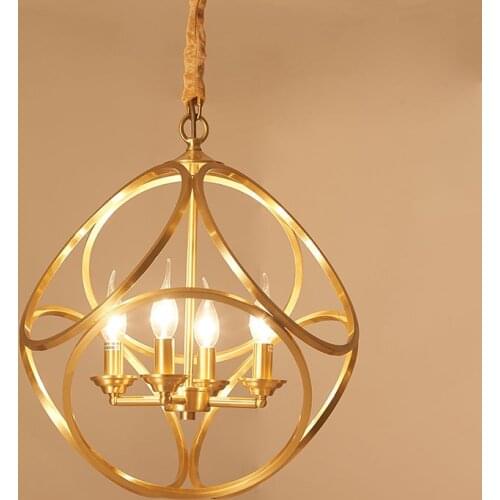 Small rural character spherical retro restaurant lighting villa clubhouse porch decorate bedroom whole copper chandelier