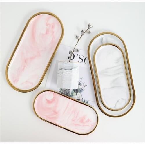 Nordic Ins Style Home Decor Plate Porcelain Dessert Plate Ceramic Makeup Jewelry Storage Tray