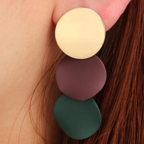2019 New Elegant Round Metal Uneven Earrings for Women New Geometric Alloy Earrings Fashion Jewelry Gift Girl Wholesale