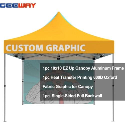 Single-Sided Full Backwall Heat Transfer Printing 600D Oxford Fabric Graphic Custom 10x10 Canopy Tent