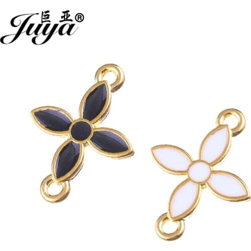 25Pcs/Lot Enamel Alloy Cross Charms Connectors For DIY Jewelry Making Needleworks Handmade Women Bracelets Component Supplies