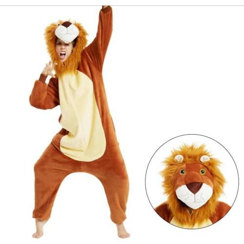 Family Look Men Lion Animal Kigurumi Pajamas Adulto Unicorn Sleepwear Homewear Pajamas Men One Piece Hood Men Jumpsuit