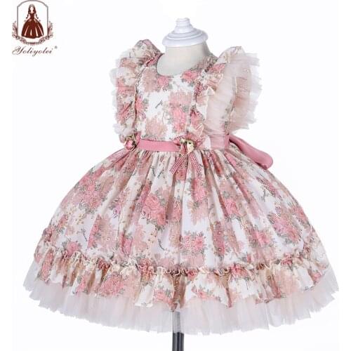 Yoliyolei Spanish Lolita Baby Dress Embroidery Girls Gowns Kids Child Princess 1st Birthday Party Clothes New Born Girls Dresses