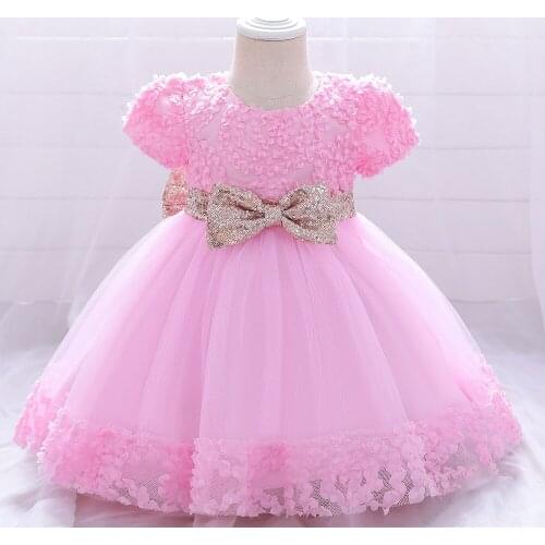 Newborn baby girl dresses birthday party dresses flower girl dress sweet gauze princess dresses with big bows baby girl clothes