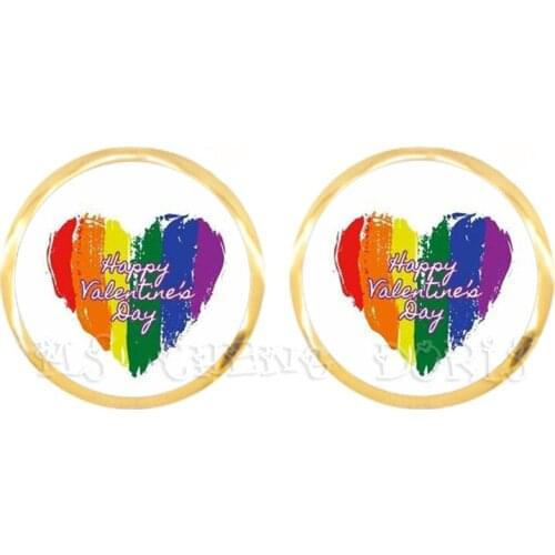 Support LGBT Earrngs Same Sex Jewelry Gay Lesbian Pride With Rainbow Love Wins Same Sex Marriage Love Hypoallergenic Ear Nail
