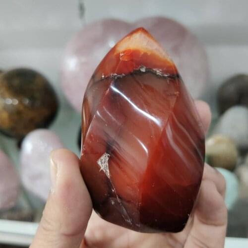 1pcs 400-450g Natural Red Agate torch polished quartzcrystal Specimen Healing
