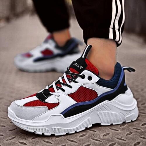 Plus Size Platform Chunky Sneakers for Men Sport Shoes Women Running Shoes Man Sports Shoes for Male White Red Training GMA-0773