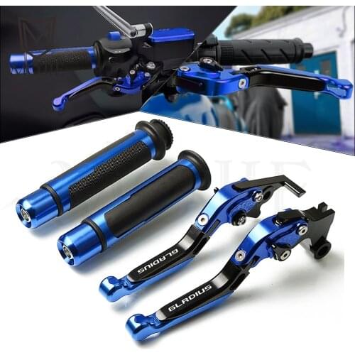 Motorcycle CNC Adjustable Folding Extenable Brake Clutch Levers Handlebar Hand Grips For Suzuki SFV650 SFV 650 GLADIUS 2009-2015