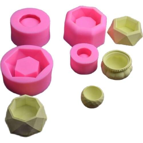 Succulent Plants Making Concrete Silicone mold 3D flowerpot aromatherapy plaster candlestick DIY Cement Planter Pot Mould K850