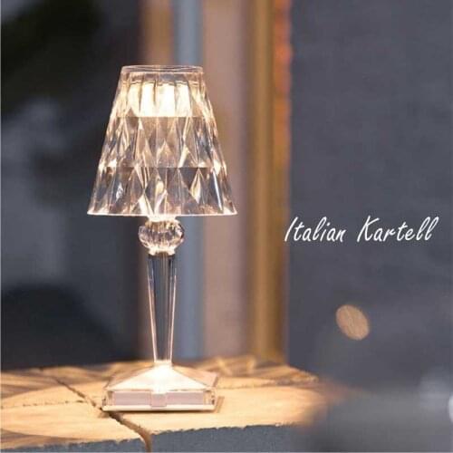 Modern LED Table Lamp Italian Kartell Diamond Desk Lamp For Bedroom Bedside Diningroom Study Table Lamps Home Deco Light