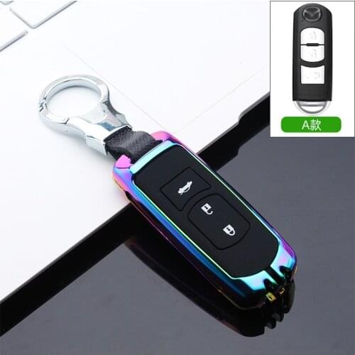 Zinc alloy + silicone car key case Full cover For Mazda 2 3 6 Axela Atenza CX-5 CX5 CX-7 CX-9 2014 2015 2016 2017 2/3 Buttons