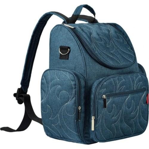 Mommy Bag Embroidered Print Waterproof Nylon Mommy Nappy Backpack for Daily Supplies