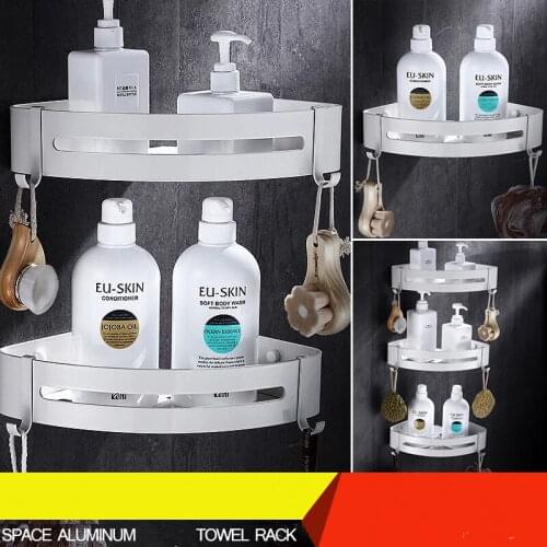 Bathroom Corner Shelf Aluminum White Shower Shampoo Soap Holder Bathroom Shelf Bathroom Accessory Storage Organizer Rack Holder