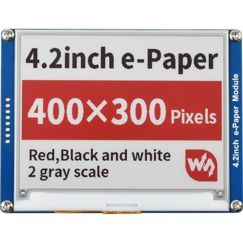 Red/Black/White Tri-Color E-ink Display e-Paper Module for Raspberry Pi/Jetson Nano, 400x300 Resolution SPI Interface