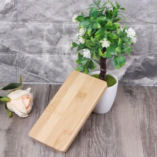 Y55D Rectangle Shape Bamboo Saucer Plant Tray Mini Plant Flower Pot Stand Favor Succulent Pot Tray Simple Elegant Design Home