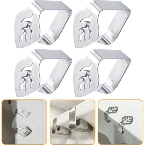 4pcs Stainless Steel Leaf Design Tablecloth Cloth Cover Clips Clamp Holder Party Home Table Clip