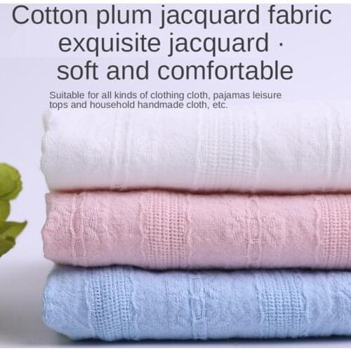 Plum Blossom Jacquard Pure Cotton Fabric 100% Stripe Home Clothes Nightdress Dress Skirt White Children Brocade for Sewing Diy