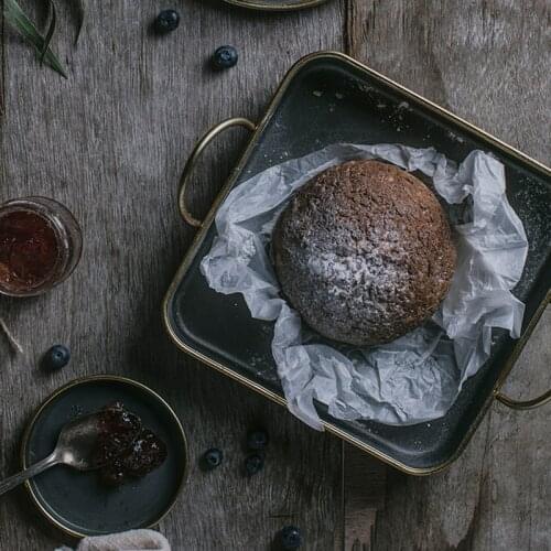 European Handcrafted Retro Iron Plate Metal Vintage Bread Cake Storage Tray With Handle Home Decorate Wedding Dish Round Square