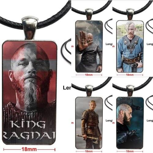 Vikings Ragnar Vikings Season 3 Tv For Women Wedding Glass Pendant Necklace Handmade Half Pendant Rectangle Necklace