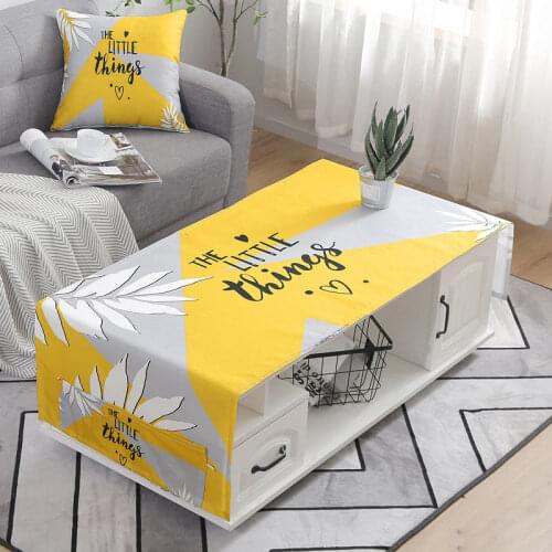 Cotton Linen Tea Table Towel 1pc Black White Rectangle Cloth Cover Tea Table Cloth TV Cabinet Tablecloth For Living Room 3 Sizes