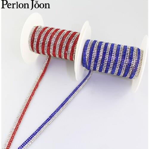1 yard red blue and white rhinestone hot drilling combination barcode trim clothing shoes hat luggage decoration accessories012