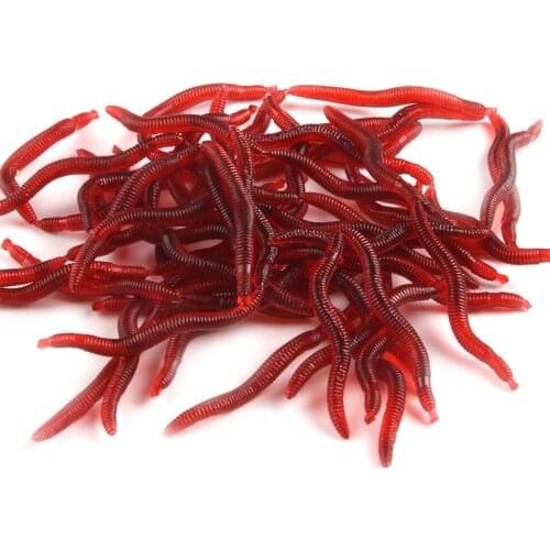 20pcs/lot Soft Lure Fishing Simulation Earthworm red Worms Artificial Fishing Lure Tackle Lifelike Fishy Smell Lures E3