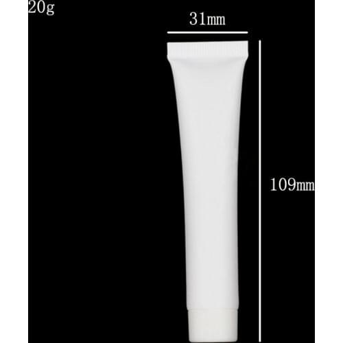 100pcs 20g Mini White Empty Cosmetic Cream Lotion Toothpaste Travel Packing Containers Soft Plastic PE Tubes white screw cap