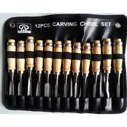 12Pcs Wood Carving Hand Chisel Tool Set Woodworking Professional Gouges