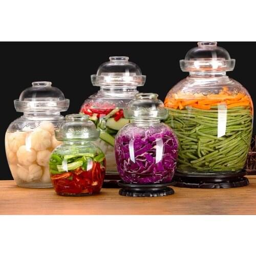 1500-10000 ml Thicken Transparent Glass Pickle Jar Large Household Capacity Kimchi Jars Pickling Pickles Container Storage Tank