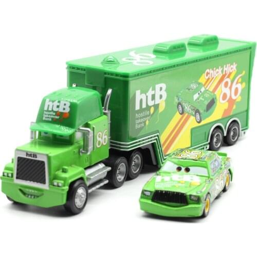Disney Pixar Cars 2 Toys 2pcs Lightning McQueen Mack Truck The King 1:55 Diecast Metal Alloy Modle Figures Toys Gifts For Kids
