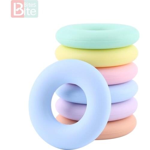 Bite Bites 5PCS Silicone Teether Baby Teething Ring 40mm Food Grade Silicone Beads Making Necklace Baby Goods BPA Free Teether