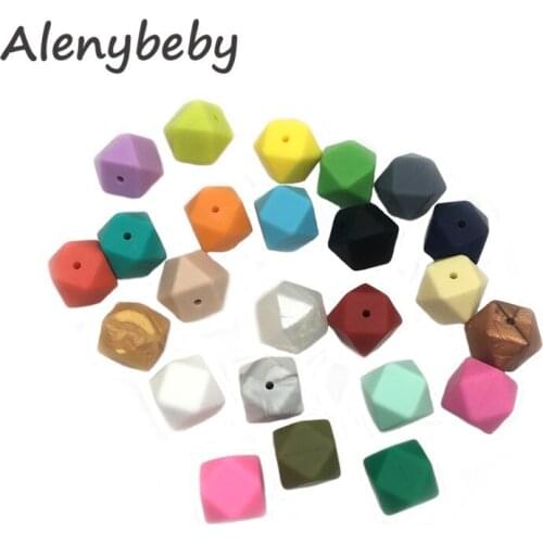 50pc 14mm Hexagon Silicone Beads Teething Baby Teether DIY Nursing Chew Toy Baby Shower Gift Necklace Ring Pacifier Chain