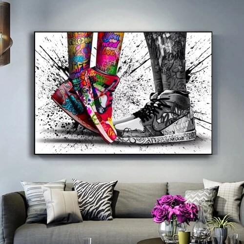 5D Diamond Painting Couple Wearing Graffiti Sneakers DIY Diamond Embroidery Cross Stitch Mosaic crystal Home Decor Gift A1333
