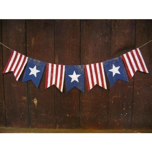 Custom American Flag 4th of July Patriotic burlap Banners St Patricks Day party Buntings garlands Photo Prop signs