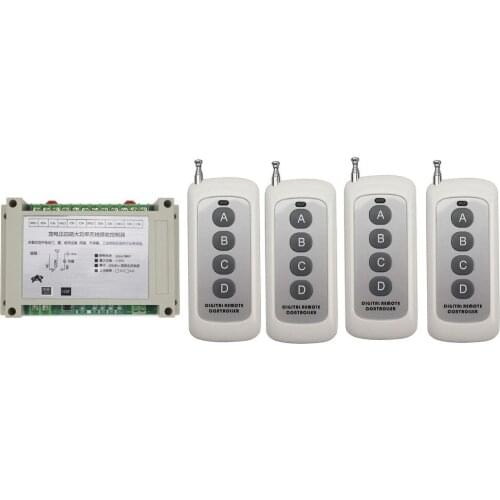 Smart Home 110V 220V 380V 4CH 30A 4CH Wireless Remote Control Switches Relay Output Radio RF 4*Transmitter And 315Mhz/433Mhz