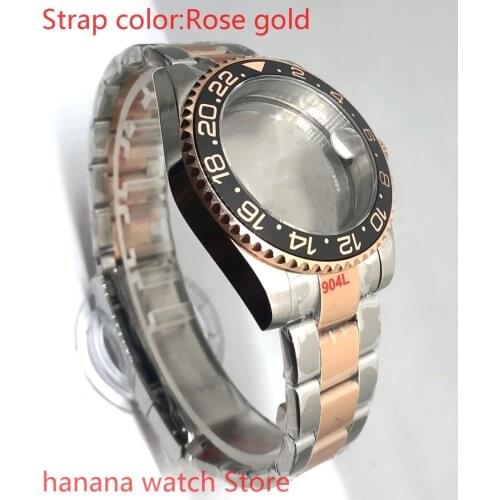 High quality 904L stainless steel rose gold strap bracelet with 40mm sapphire glass ETA mingzhuji NH36 MH35 case, light yellow