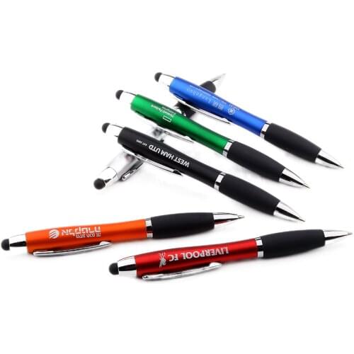 Color LED Light Box Advertising Gift Pen Customizable Logo Advertising Touch Screen Capacitive Ballpoint Pen Cap Oem Logo