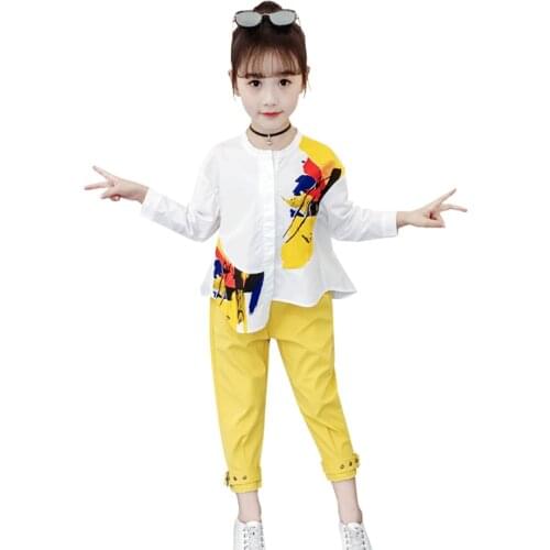 Kids Clothes Girls Floral Pattern Girls Outfits Blouse + Pants Children Clothes Girl Casual Style Costumes For Children