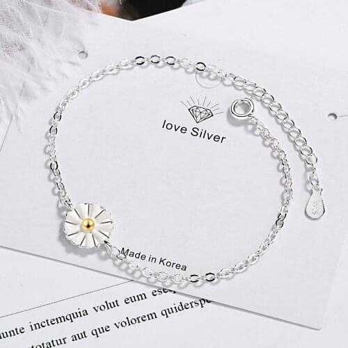 Exquisite Daisy Flower Bracelet Silver Color Link Chain Adjustable Bracelets For Birthday Gift Jewelry
