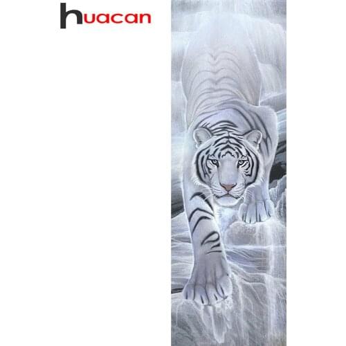 Huacan 5D DIY Diamond Painting White Tiger Diamond Mosaic Embroidery Beads Sets Animal Modular Pictures Bedroom Decoration