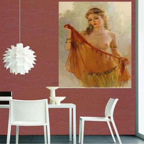 Russian Portrait Oil Painting Handpainted, Sexy Woman Painting, Nude Art Pictures, Bedroom Wall Decoration Paintings