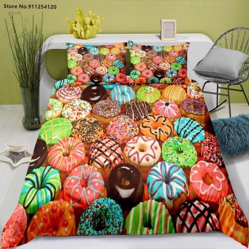 Food Bedding Sets Donut Candy Cake Print Duvet Cover Home Textiles 2/3 Piece Kids Quilt Cover Single Double Queen King Beddingii