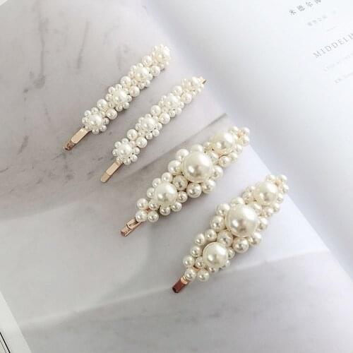 Korean Hair Clip Handmade Beaded Pearl Flower Bridal Wedding Hairpin Hair Accessories For Girl Women