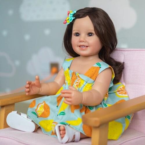 55CM Full Silicone Body Reborn Girl Doll Cammi Soft Touch Hand Detailed Painting High Quality Baby Doll Bonecas Bebe Toy Kids