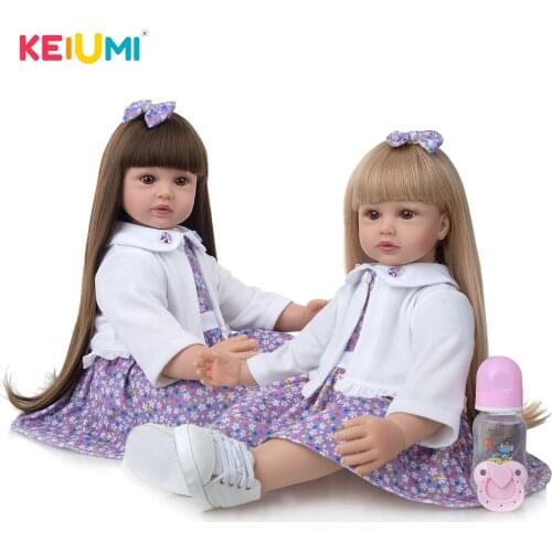 KEIUMI Long Hair Princess Reborn Boneca 60 cm Cloth Body Stuffed Baby Doll Bebe Reborn Toys For Girls For Childrens Day
