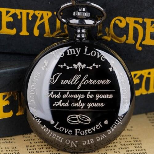 To My Love Design Quartz Pocket Watch Necklace Chain Fob Watch for Mens Womens Lover Best Gifts Husband Son